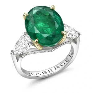 Anillo Faberge De Oro Blanco Con Esmeralda-Anillos-JS Joyerías